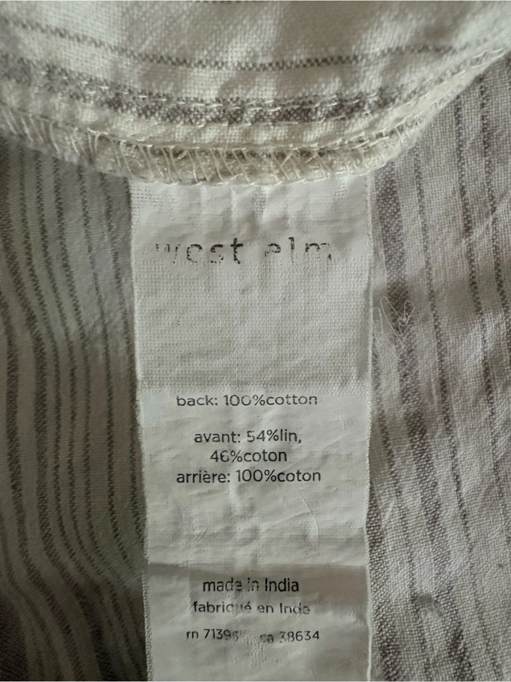 West Elm Linen | Cotton Woven Stripe Twin Duvet Cover Neutral Gray Cream